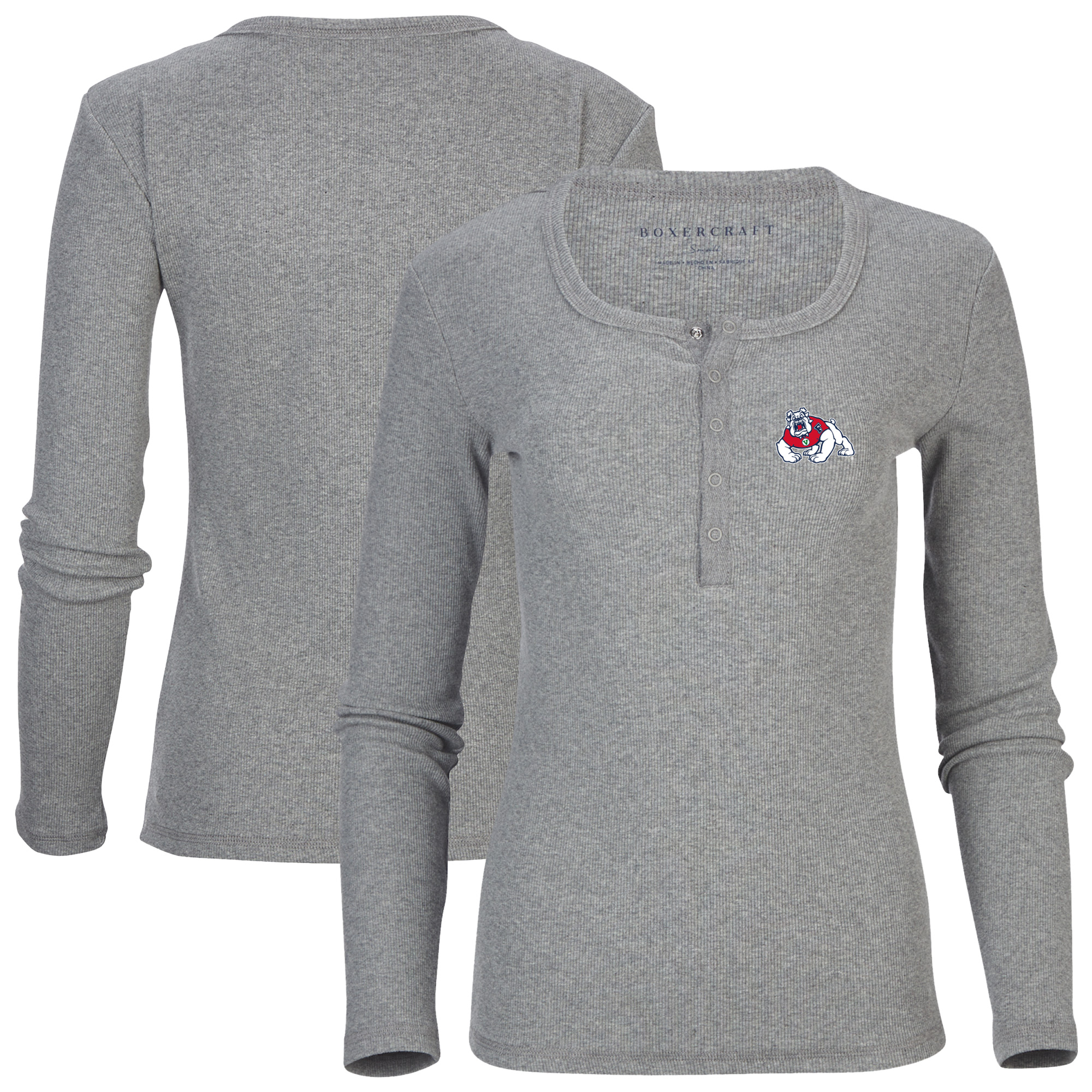 Women's Gray Fresno State Bulldogs Harper Henley Long Sleeve T-Shirt
