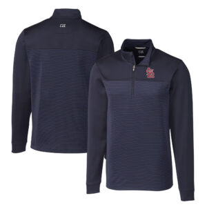 Men's Cutter & Buck Navy St. Louis Cardinals Big & Tall Traverse Stripe Stretch DryTec Quarter-Zip Top