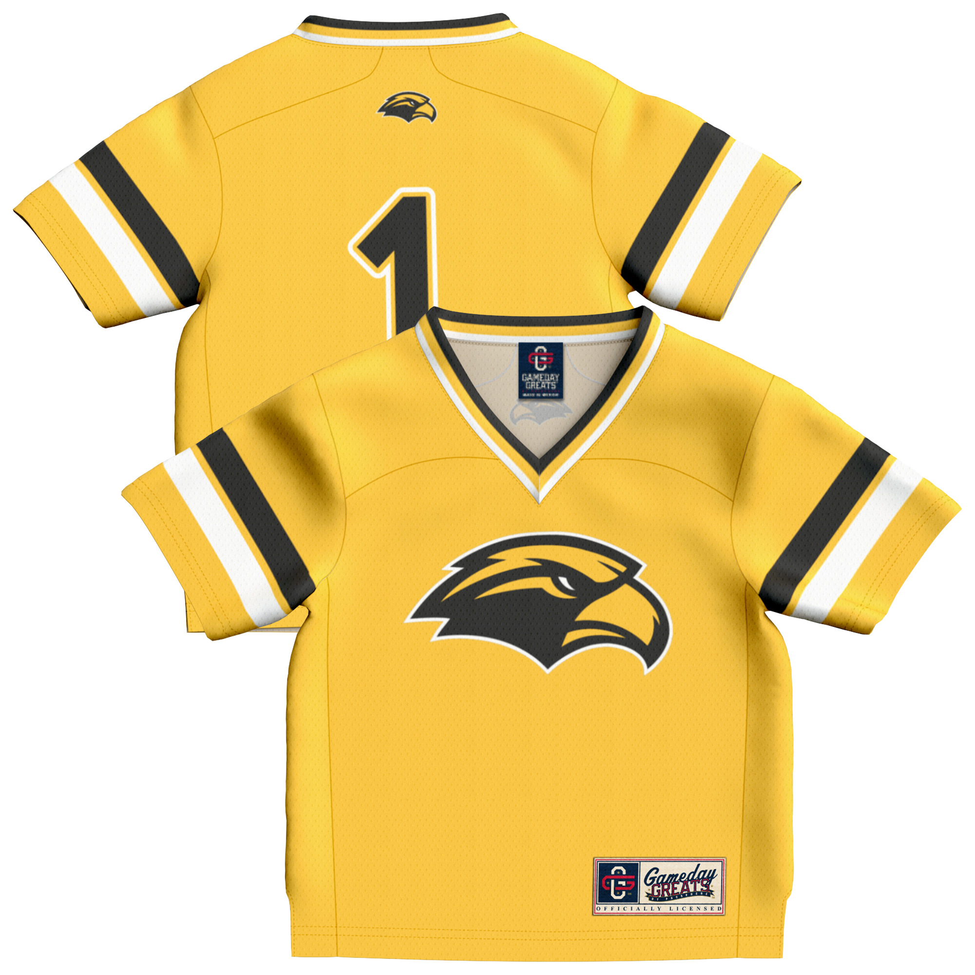 Toddler GameDay Greats #1 Gold Southern Miss Golden Eagles Collegiate Football Fashion Jersey