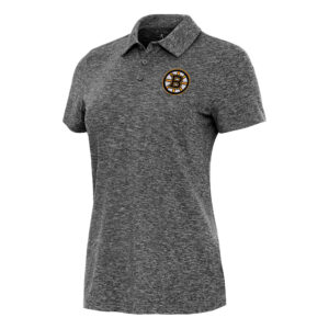 Women's Antigua Heather Black Boston Bruins Matter Polo
