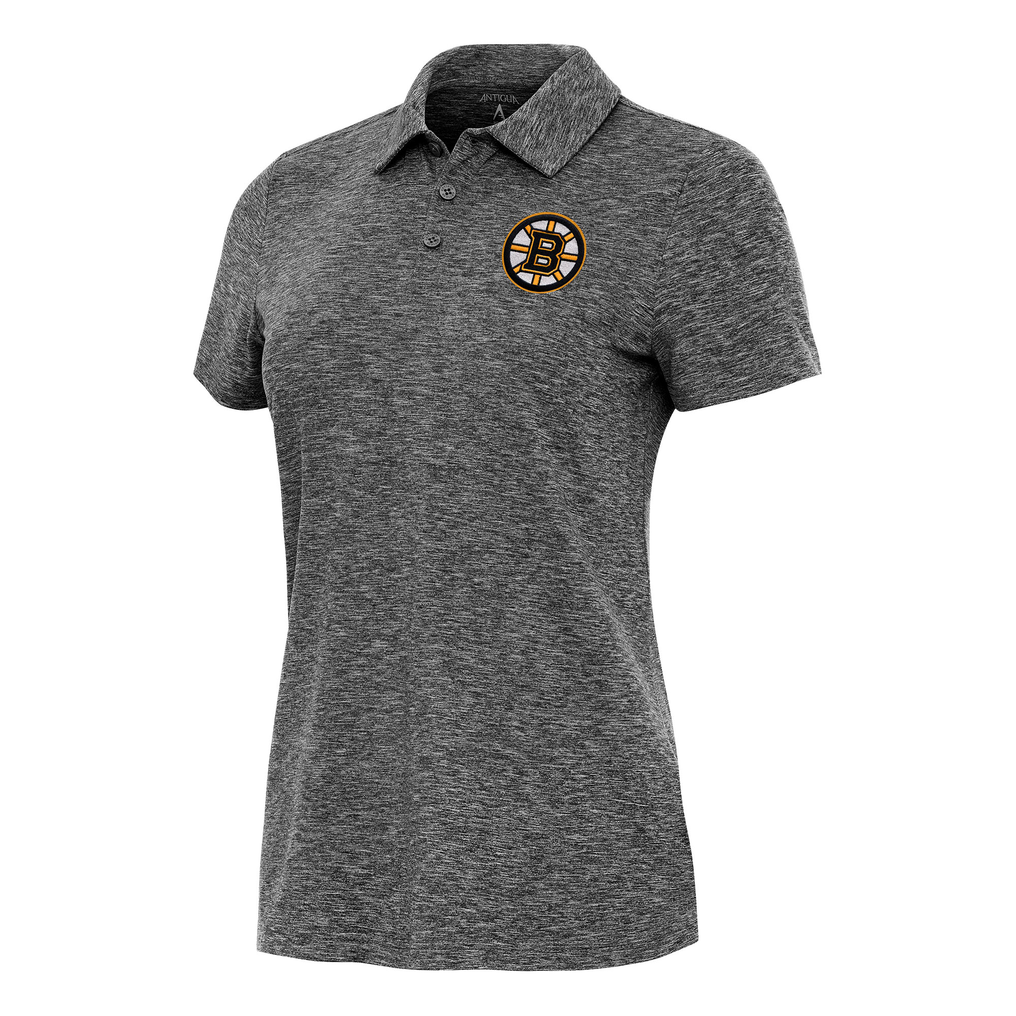 Women's Antigua Heather Black Boston Bruins Matter Polo