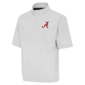 Men's Antigua  Heather Gray Alabama Crimson Tide Brisk Quarter-Zip Windbreaker