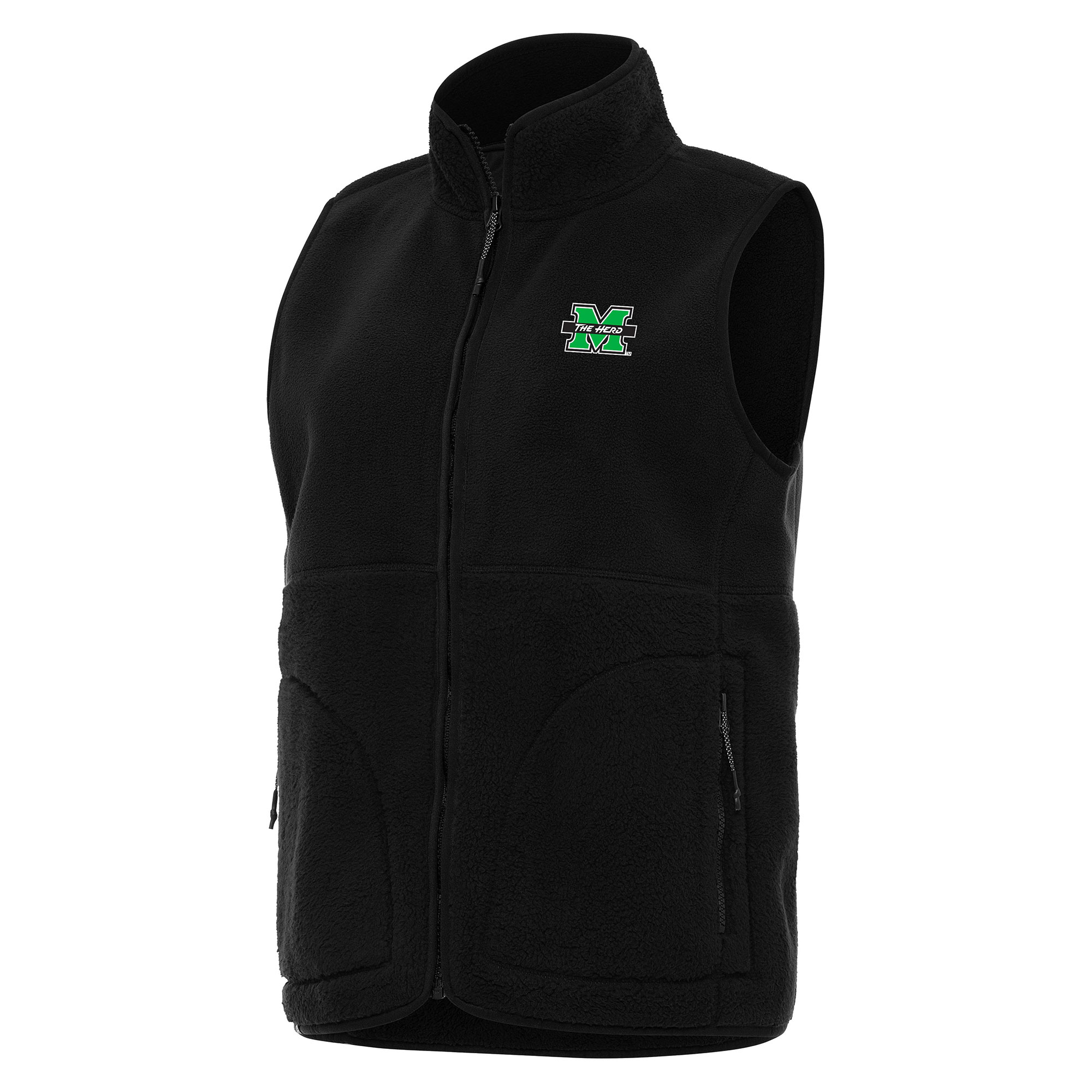 Women's Antigua Black Marshall Thundering Herd Nostalgic Full-Zip Vest