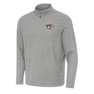 Men's Antigua Heather Gray Nashville Predators Subtle Quarter-Zip Sweatshirt