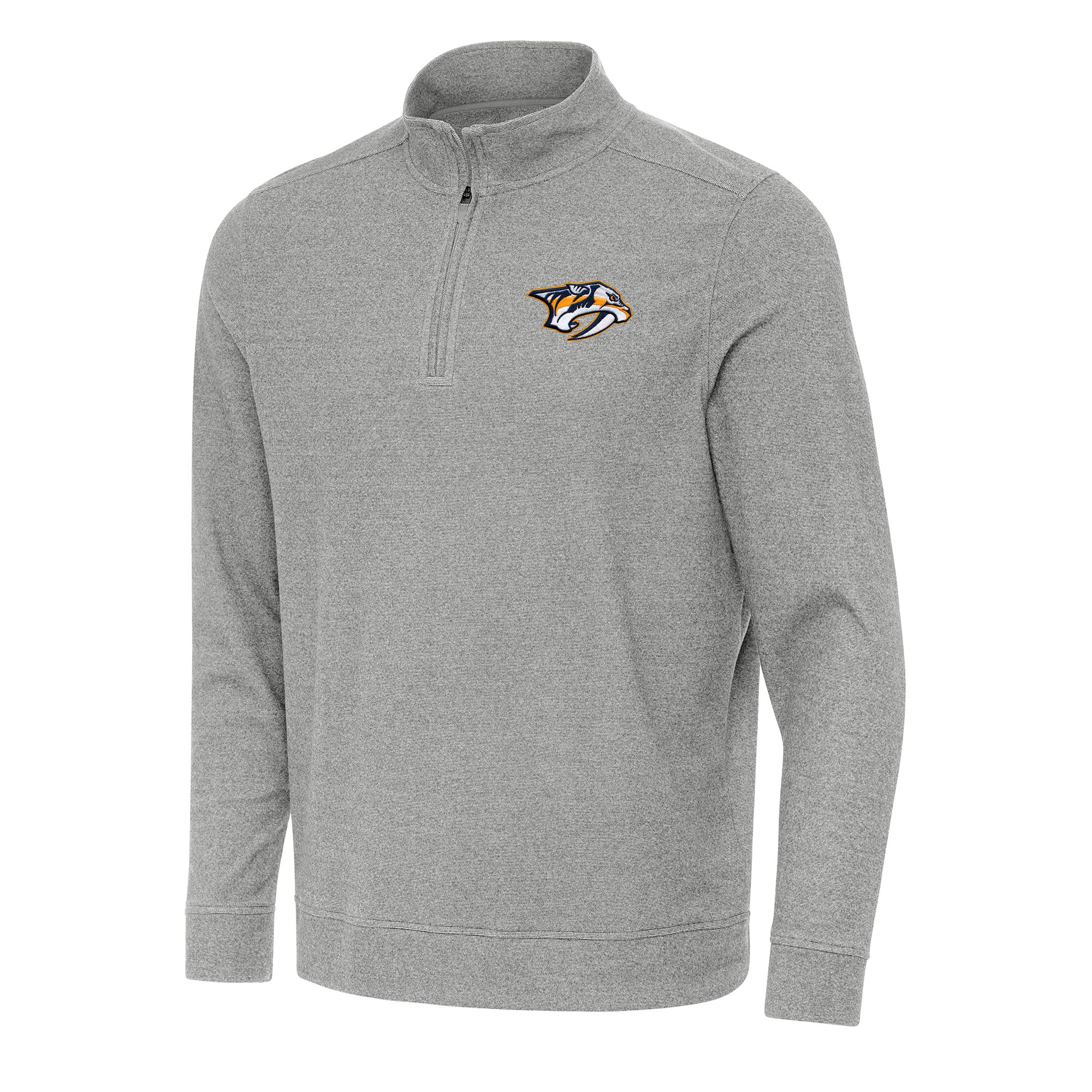 Men's Antigua Heather Gray Nashville Predators Subtle Quarter-Zip Sweatshirt