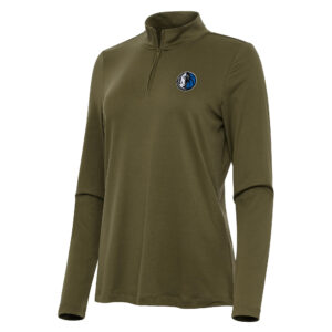 Women's Antigua Olive Dallas Mavericks Reprocess Quarter-Zip Top