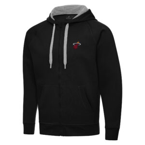 Men's Antigua Black Miami Heat Big & Tall Victory Full-Zip Hoodie Jacket