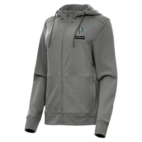 Women's Antigua Heather Black New York Liberty 2024 WNBA Finals Champions Seeker Full-Zip Hoodie Jacket