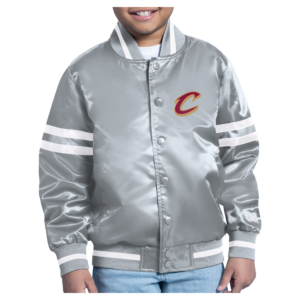 Youth Starter Gray Cleveland Cavaliers City Team Logo Varsity Full-Snap Jacket