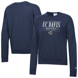 Women's Champion  Navy UC Davis Aggies Powerblend Pullover Sweatshirt