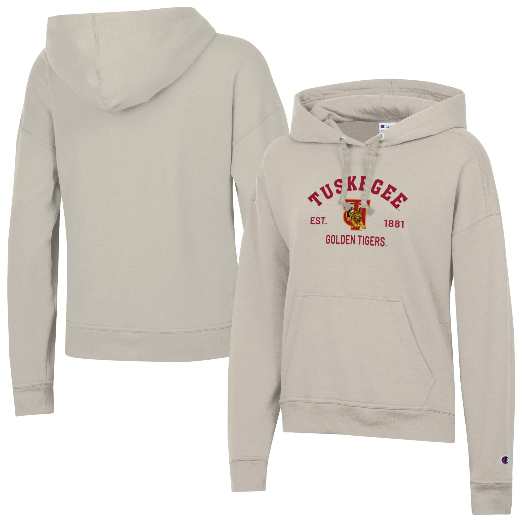 Women's Champion Oatmeal Tuskegee Golden Tigers Powerblend Fleece Pullover Hoodie