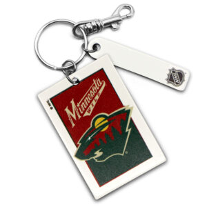 Minnesota Wild Personalized Leather Rectangle Keychain