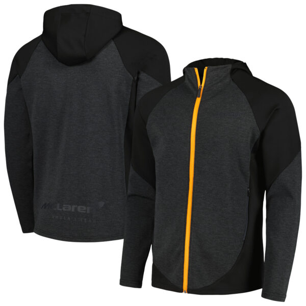 Men's Castore Black McLaren F1 Team Raglan Lifestyle Tri-Blend Full-Zip Hoodie