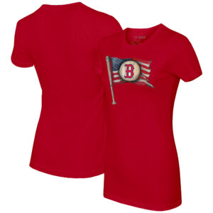 Women's Tiny Turnip Red Boston Red Sox Baseball Flag T-Shirt