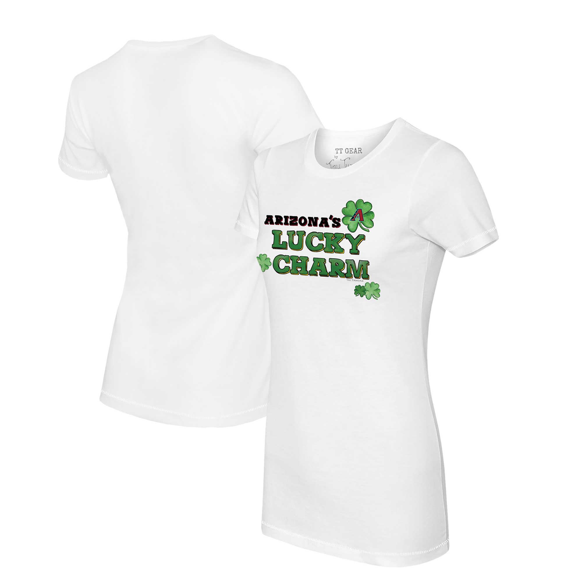 Women's Tiny Turnip White Arizona Diamondbacks Lucky Charm T-Shirt - Image 2