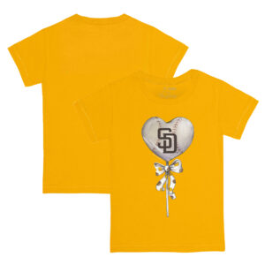 Toddler Tiny Turnip Gold San Diego Padres Heart Lolly T-Shirt