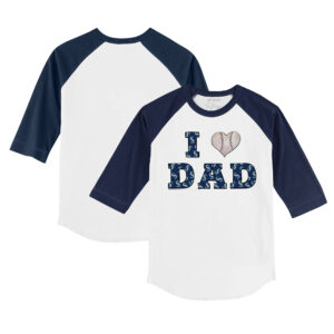 Toddler Tiny Turnip White/Navy Seattle Mariners I Love Dad 3/4-Sleeve Raglan T-Shirt