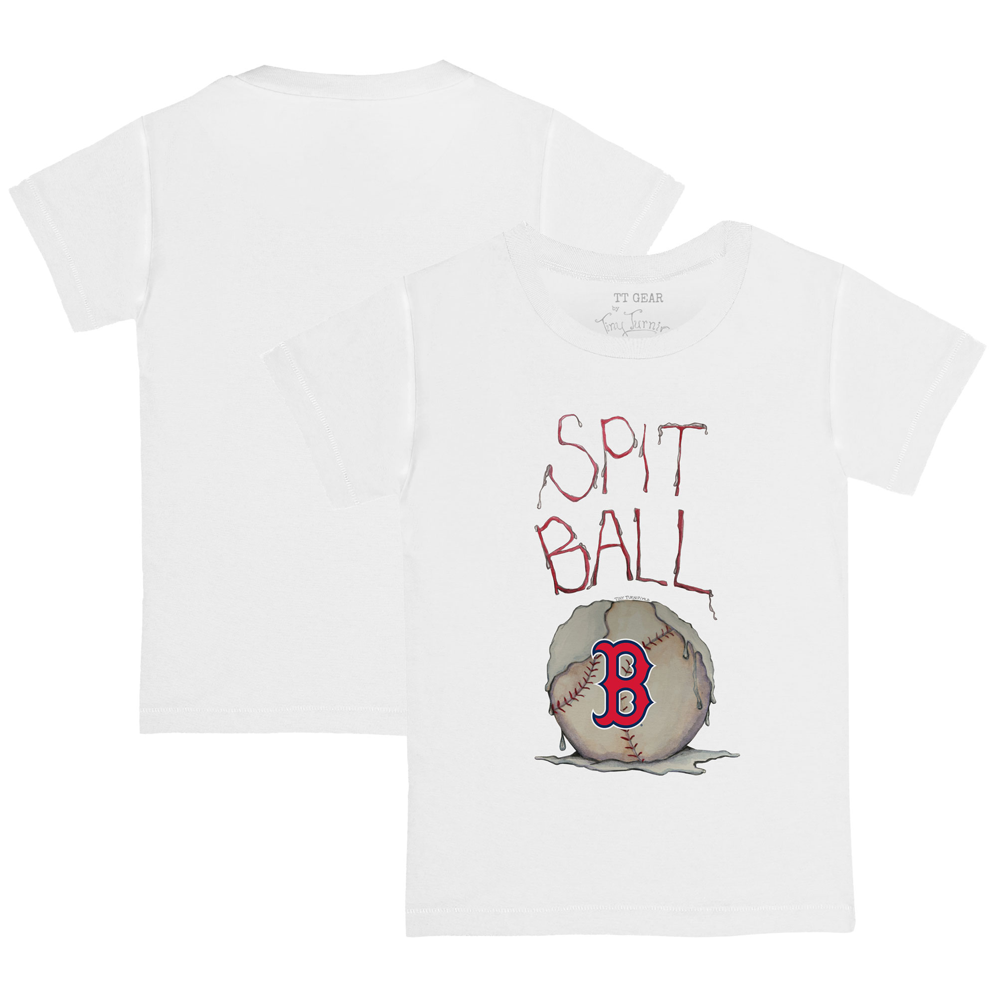 Youth Tiny Turnip White Boston Red Sox Spit Ball T-Shirt - Image 2