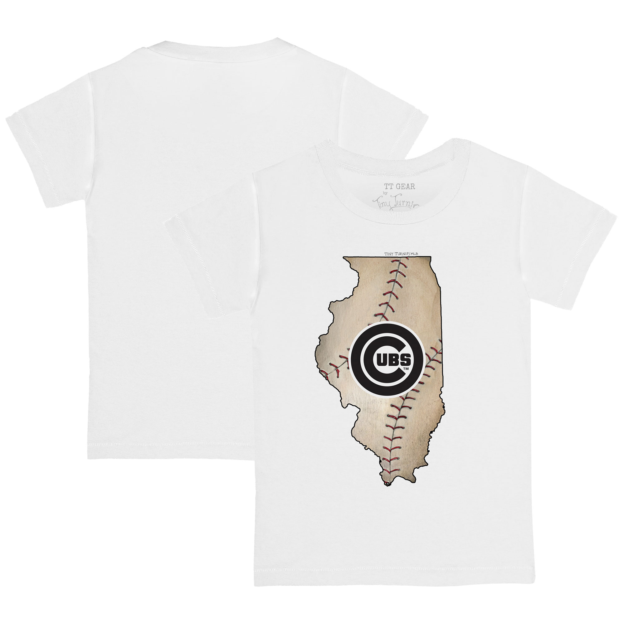 Youth Tiny Turnip White Chicago Cubs State Outline T-Shirt - Image 5