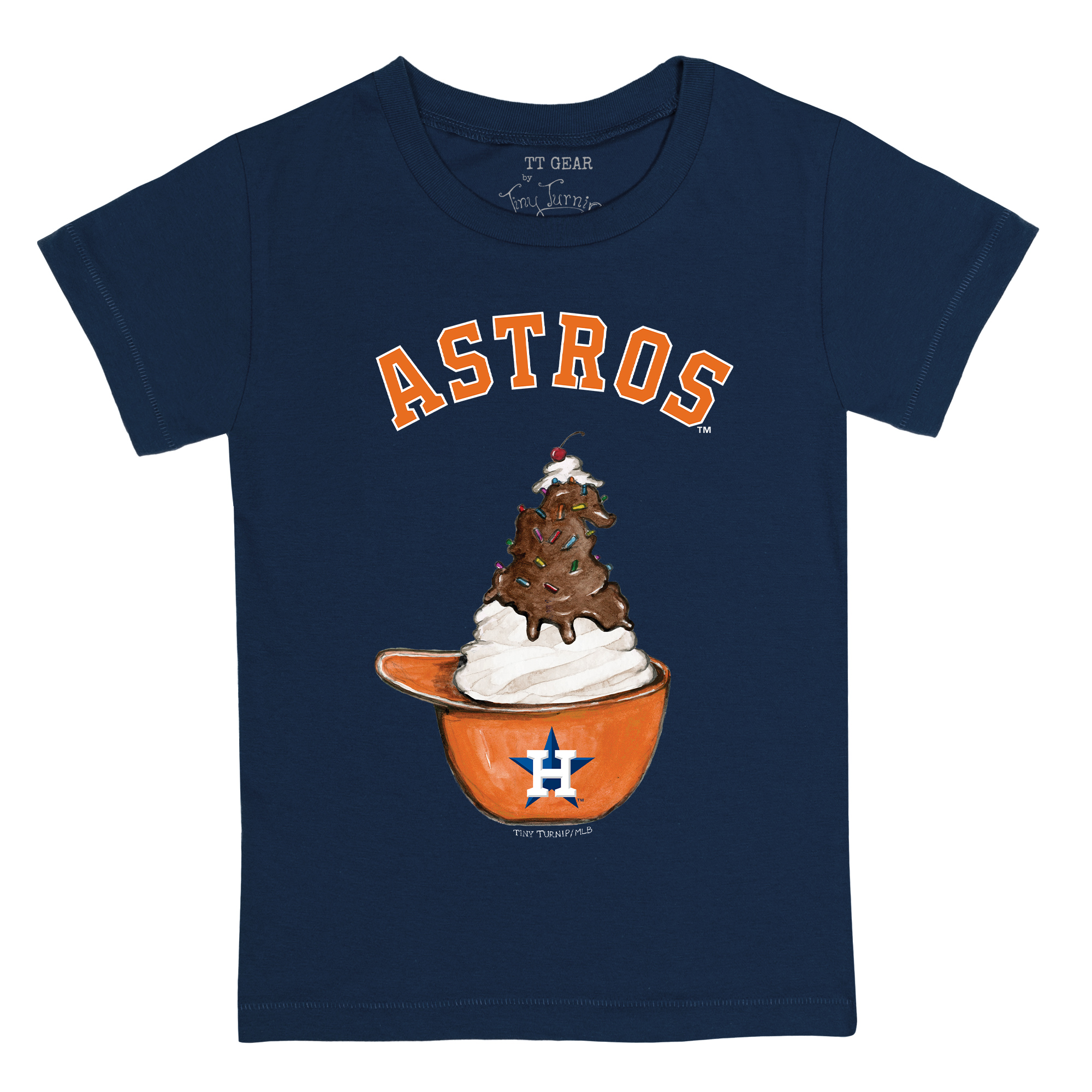 Youth Tiny Turnip Navy Houston Astros Sundae Helmet T-Shirt - Image 3