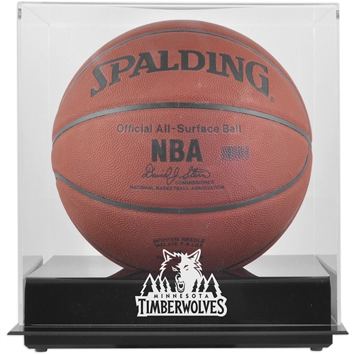 Minnesota Timberwolves (2008-2017) Blackbase Team Logo Basketball Display Case with Mirrored Back
