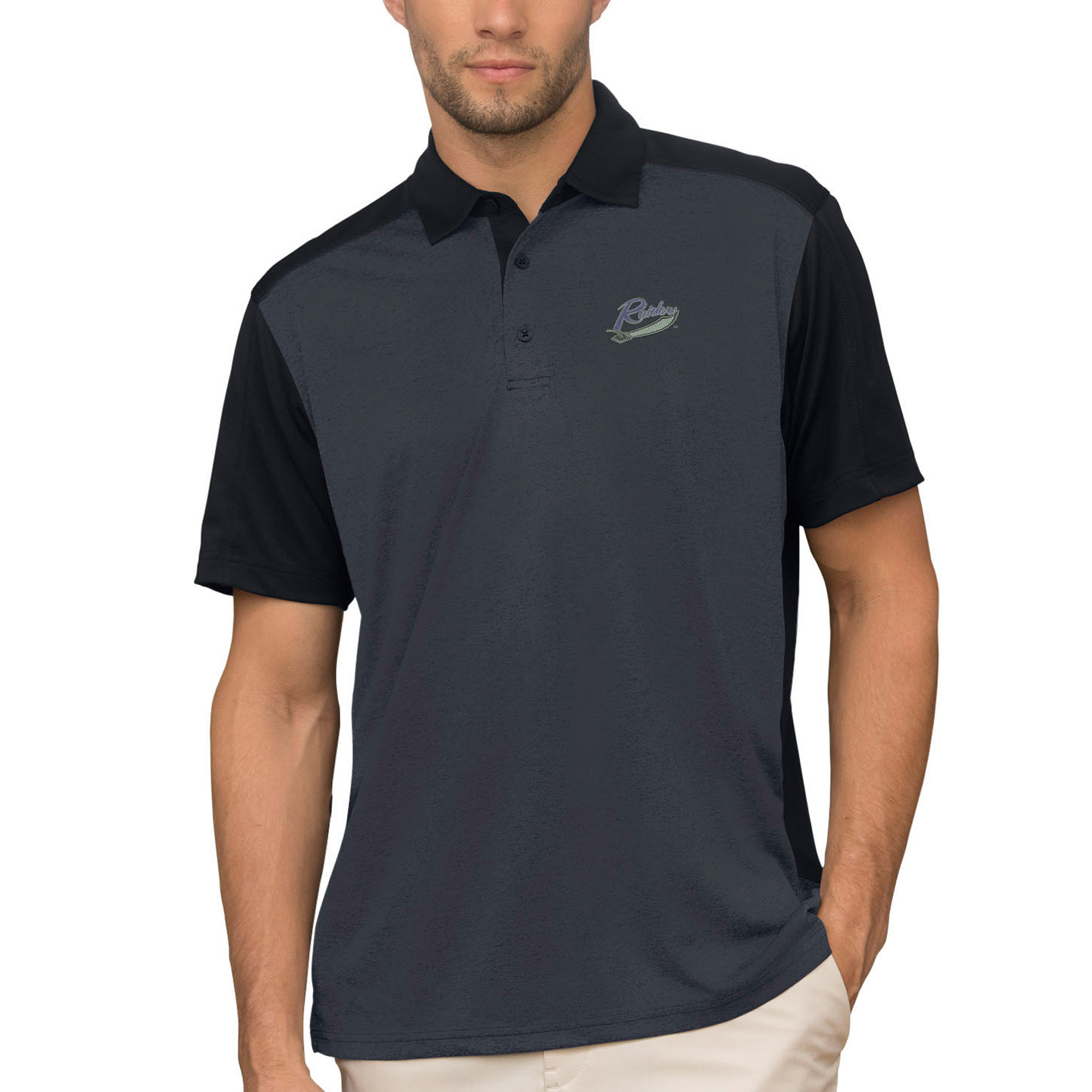 Men's Anthracite Mount Union Purple Raiders Vansport Two-Tone Polo