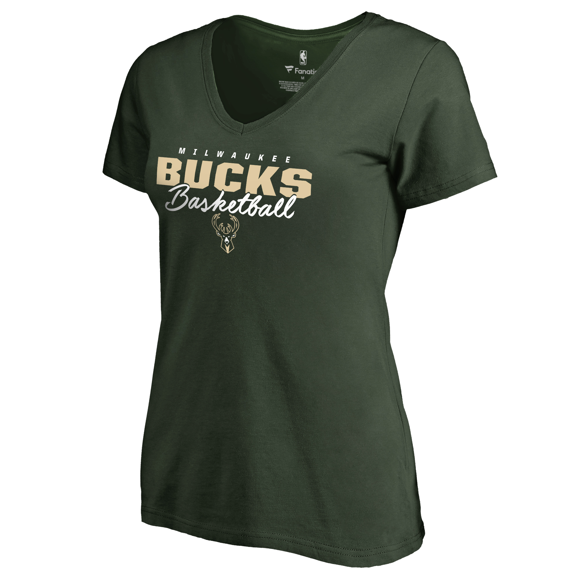 Women's Hunter Green Milwaukee Bucks Script Assist T-Shirt