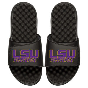 Men's ISlide Black LSU Tigers Football Stacked Slide Sandals