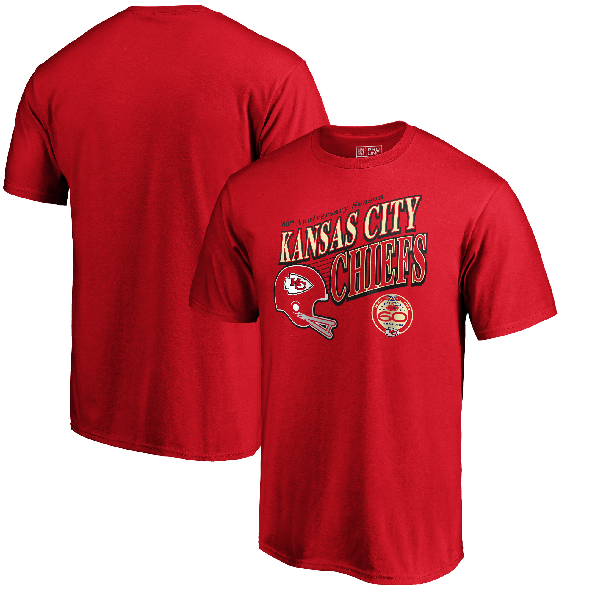 Men's Red Kansas City Chiefs 60th Season Logo Rise T-Shirt - Image 5