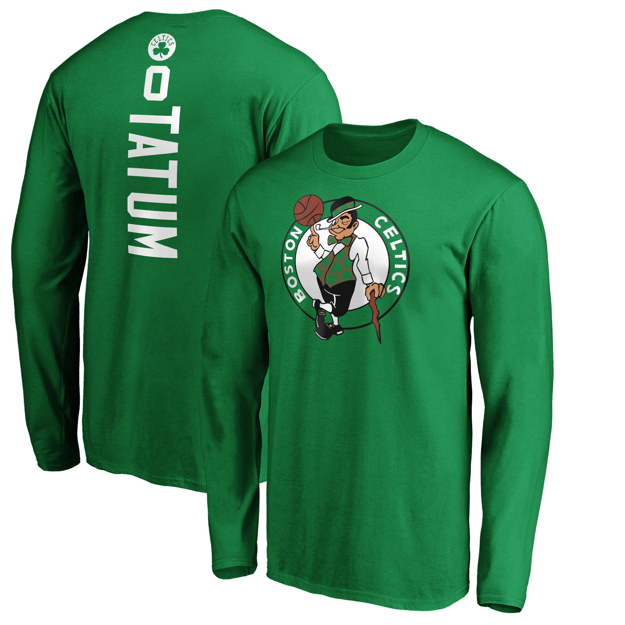 Men's Jayson Tatum Kelly Green Boston Celtics Playmaker Name & Number Long Sleeve T-Shirt - Image 2