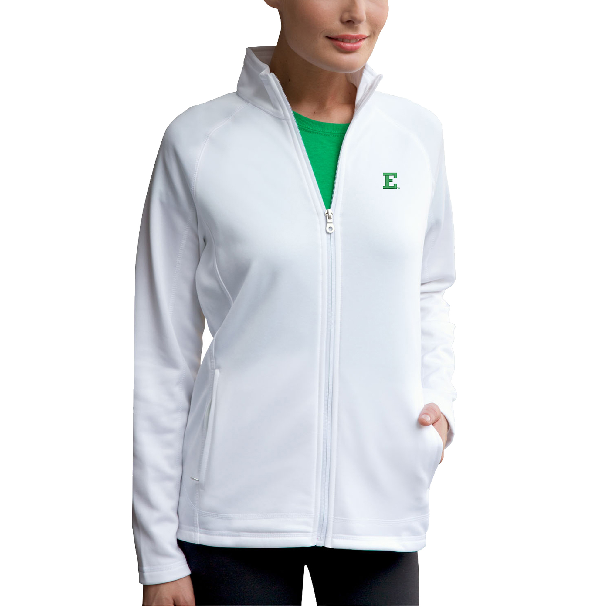 Women's White Eastern Michigan Eagles Brushed Back Micro-Fleece Full-Zip Jacket