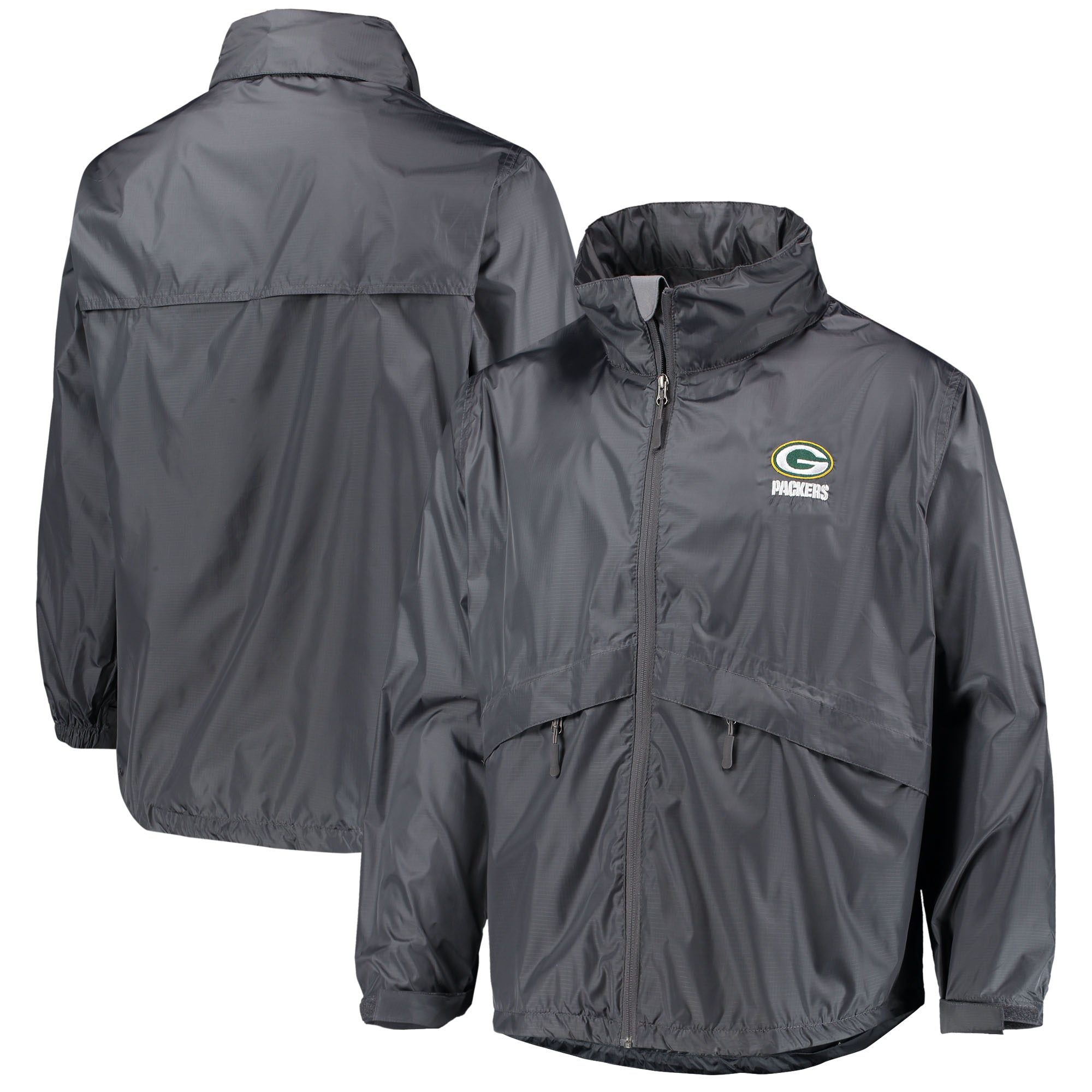 Men's Dunbrooke Graphite Green Bay Packers Circle Sportsman Waterproof Packable Lightweight Full-Zip Jacket - Image 10
