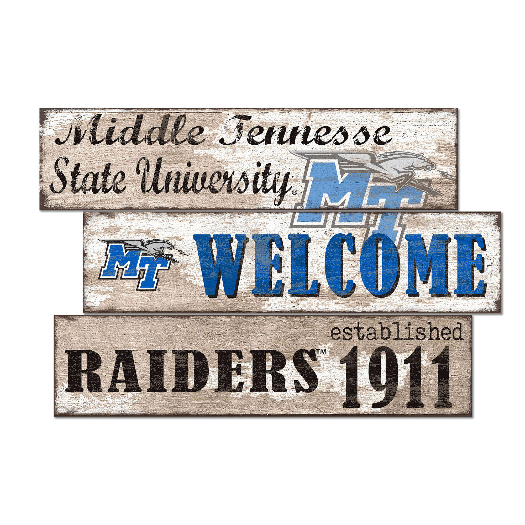 MTSU Blue Raiders 24" 3-Plank Welcome Sign