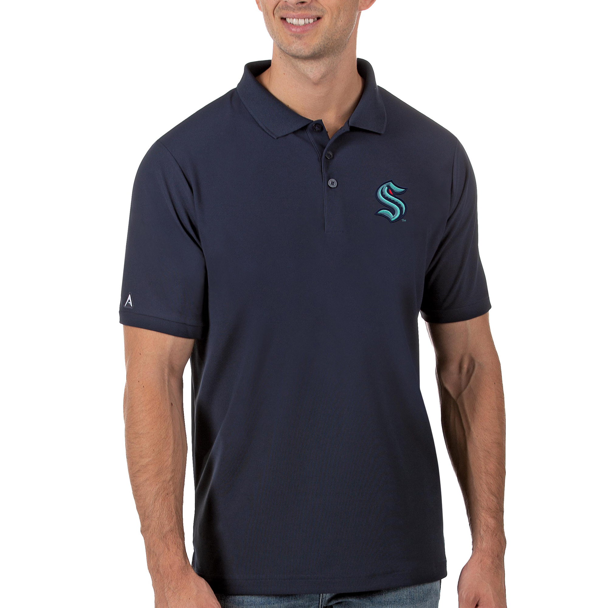 Men's Antigua Navy Seattle Kraken Legacy Pique Polo