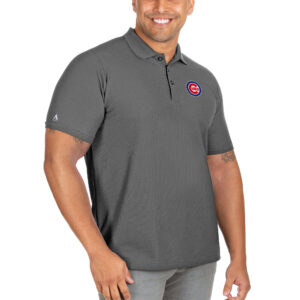 Men's Antigua Gray Chicago Cubs Big & Tall Legacy Pique Polo