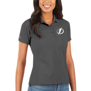 Women's Antigua Charcoal Tampa Bay Lightning Legacy Pique Polo