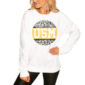 Women's White Southern Miss Golden Eagles Scoop & Score Pullover Sweatshirt