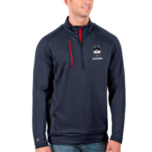 Men's Antigua Navy/Red UConn Huskies Generation Half-Zip Pullover Jacket