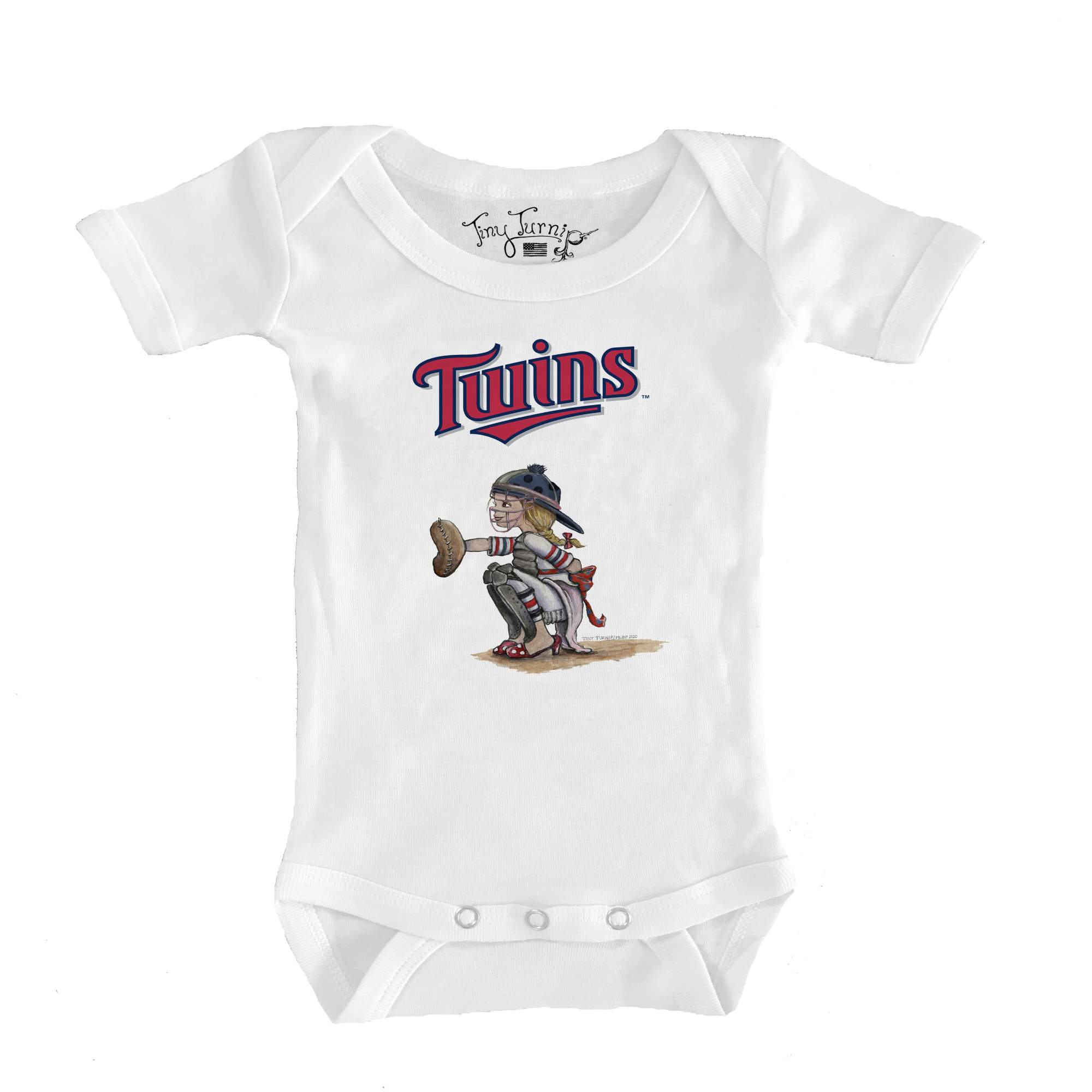 Infant Tiny Turnip White Minnesota Twins Kate the Catcher Bodysuit