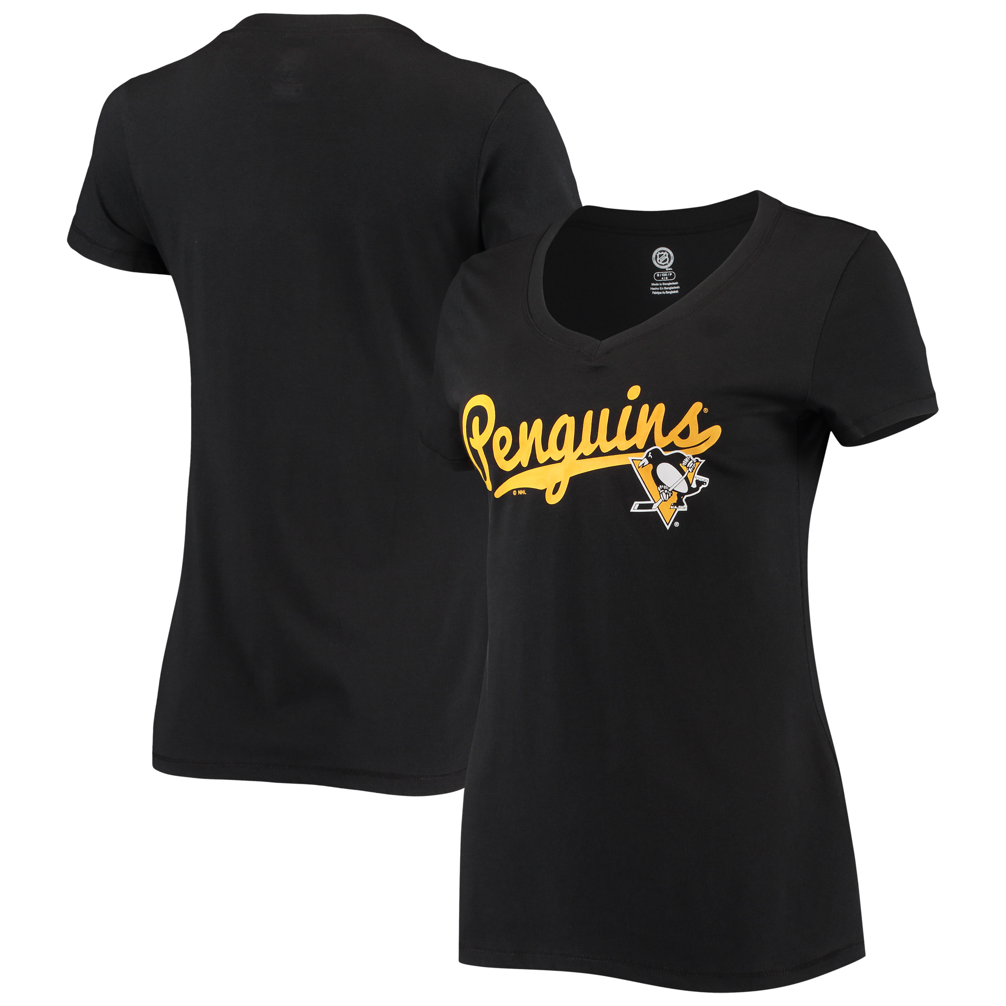 Women's Black Pittsburgh Penguins Team V-Neck T-Shirt - Image 5