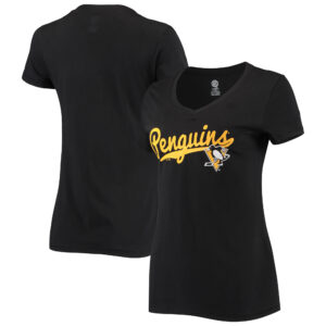 Women's Black Pittsburgh Penguins Team V-Neck T-Shirt
