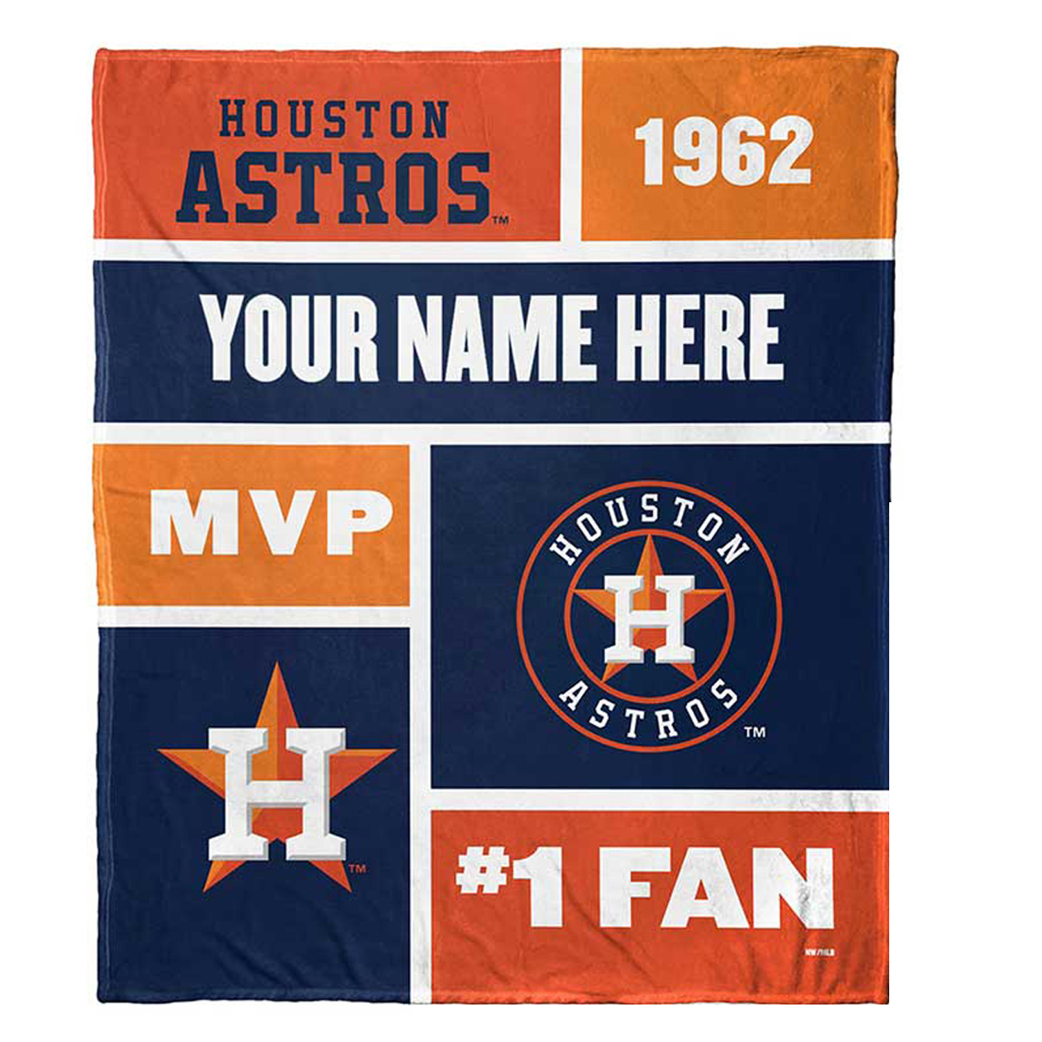 The Northwest Group Houston Astros 50'' x 60'' Colorblock Personalized Sherpa Throw