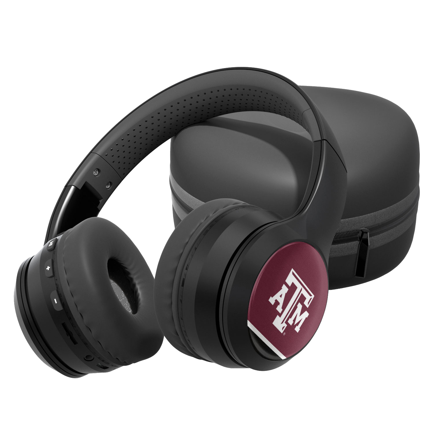 Texas A&M Aggies Stripe Design Wireless Bluetooth Headphones With Case