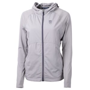 Women's Cutter & Buck Silver Emory Eagles Adapt Eco Knit Full-Zip Jacket