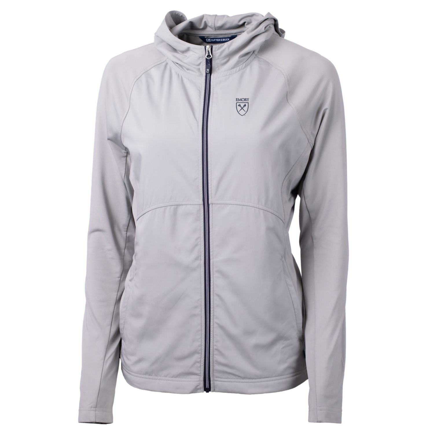 Women's Cutter & Buck Silver Emory Eagles Adapt Eco Knit Full-Zip Jacket
