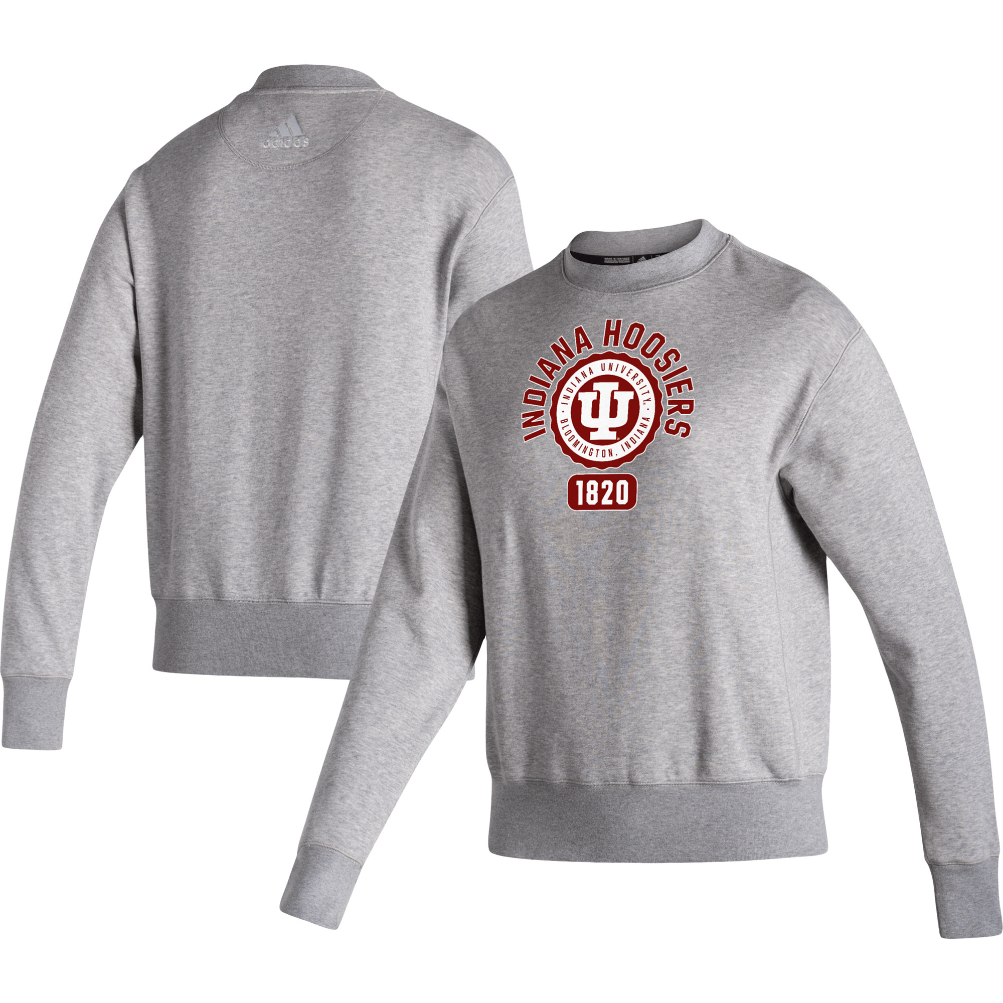 Women's adidas Heathered Gray Indiana Hoosiers Vintage Circle Pullover Sweatshirt