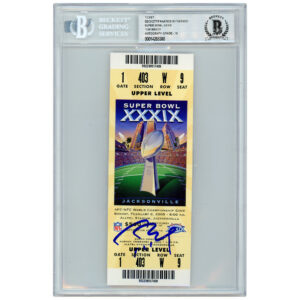 Tom Brady New England Patriots Autographed Super Bowl XXXIX Ticket - Beckett Graded 10