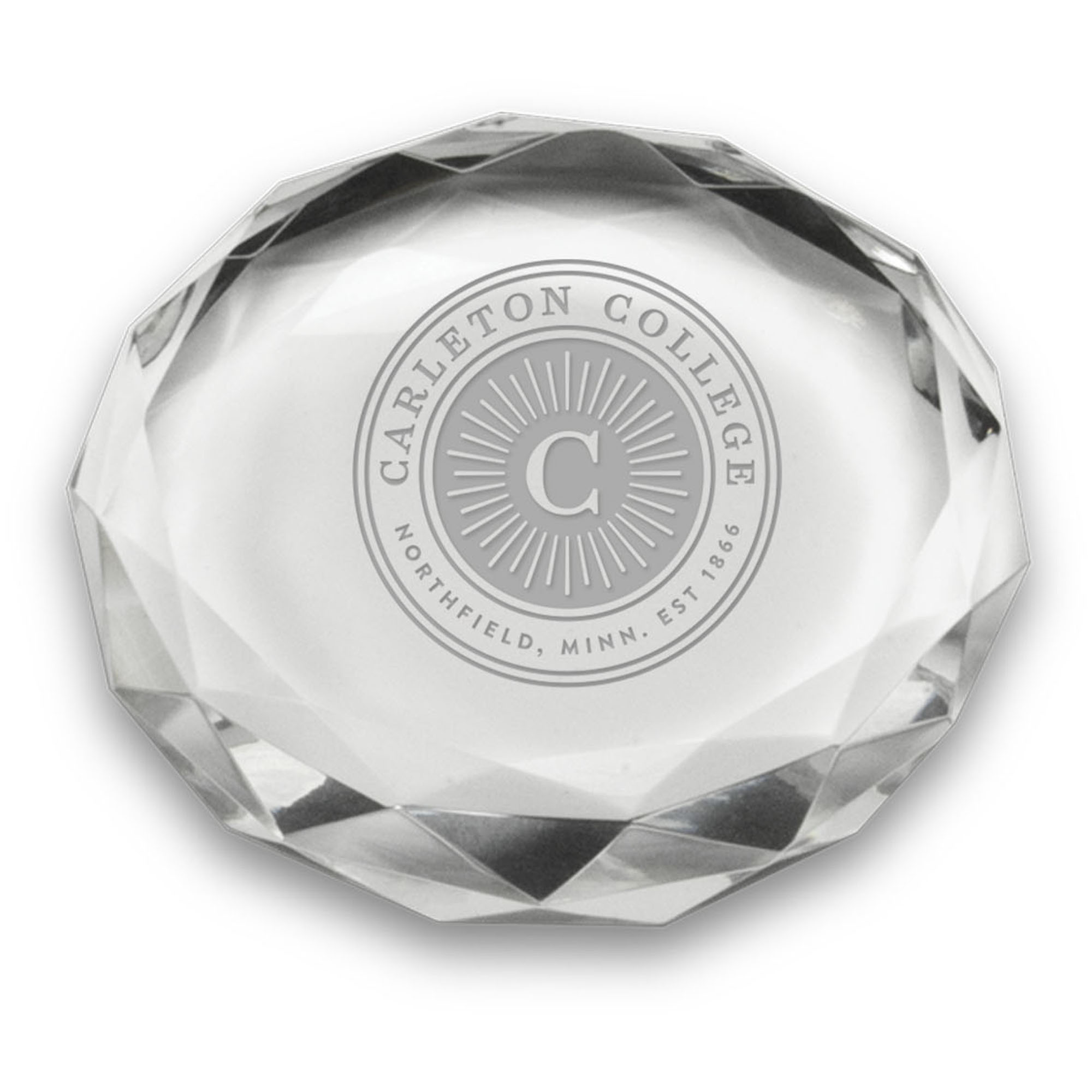 Carleton Knights 3'' Optic Crystal Faceted Paperweight