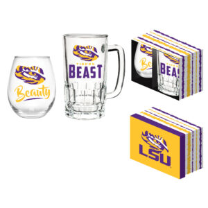 LSU Tigers 17oz. Stemless Wine Glass & 16oz. Mug Gift Set