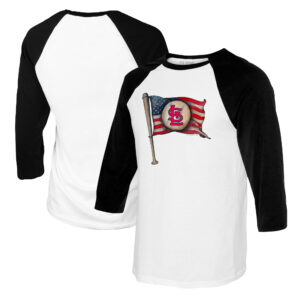 Women's Tiny Turnip  White/Black St. Louis Cardinals Baseball Flag Raglan 3/4 Sleeve T-Shirt